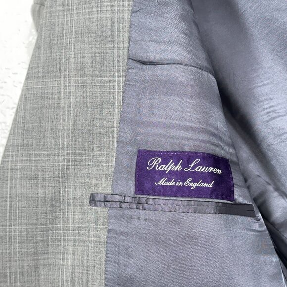 Ralph Lauren Purple Label Douglas 603 Grey Check Wool/Cashmere Blazer Men's 42L - Picture 8 of 11